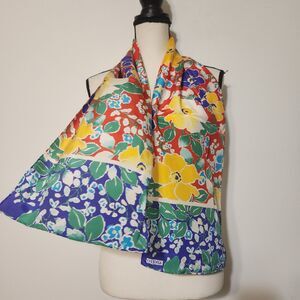Vintage Adolfo Silk Flower Power Scarf Groovy Festival  Wrap